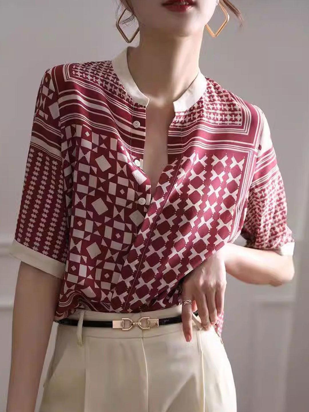 Kitty™ | Chic Geometric Stripe Blouse