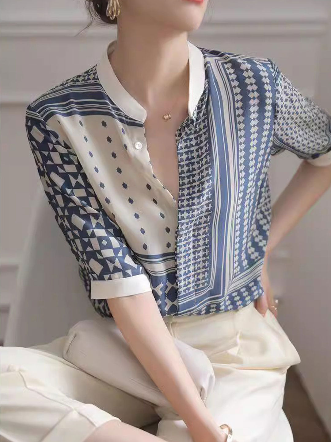 Kitty™ | Chic Geometric Stripe Blouse