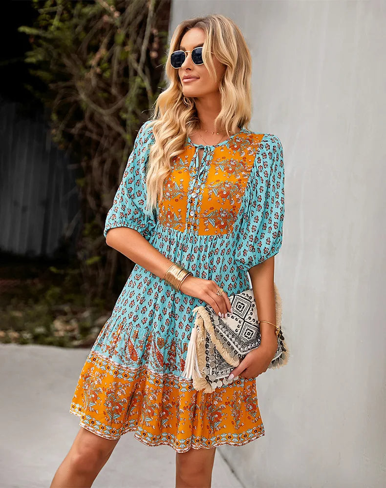 Tanya™ | Comfy Bohemian Patchwork Dress