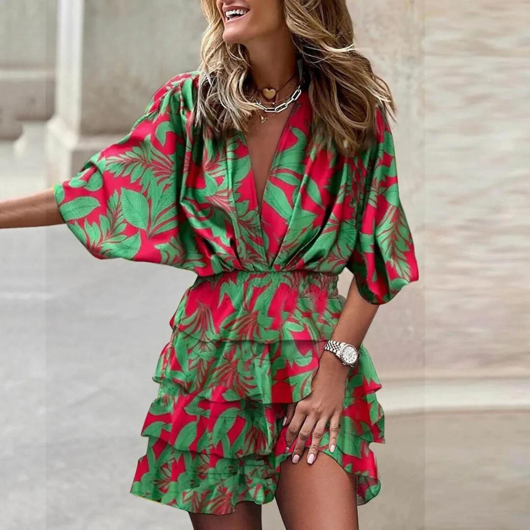 Olivia™  | Tropical Bliss Mini Ruffle Dress