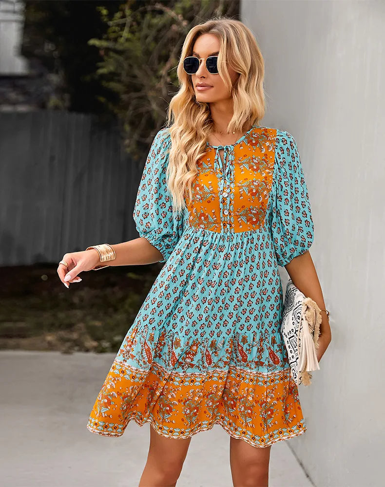 Tanya™ | Comfy Bohemian Patchwork Dress