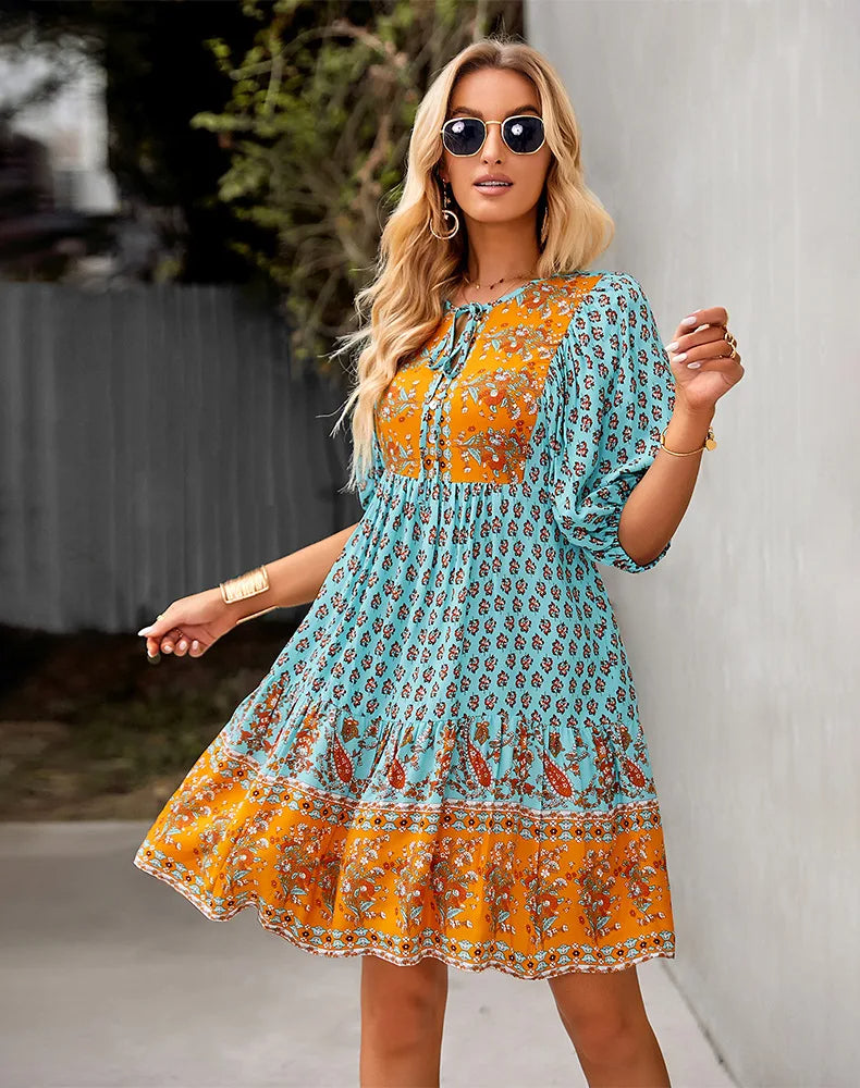 Tanya™ | Comfy Bohemian Patchwork Dress