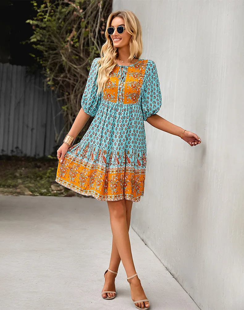 Tanya™ | Comfy Bohemian Patchwork Dress