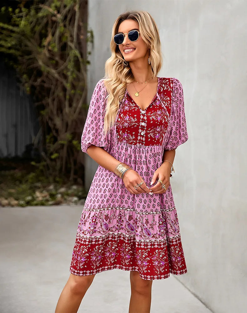 Tanya™ | Comfy Bohemian Patchwork Dress