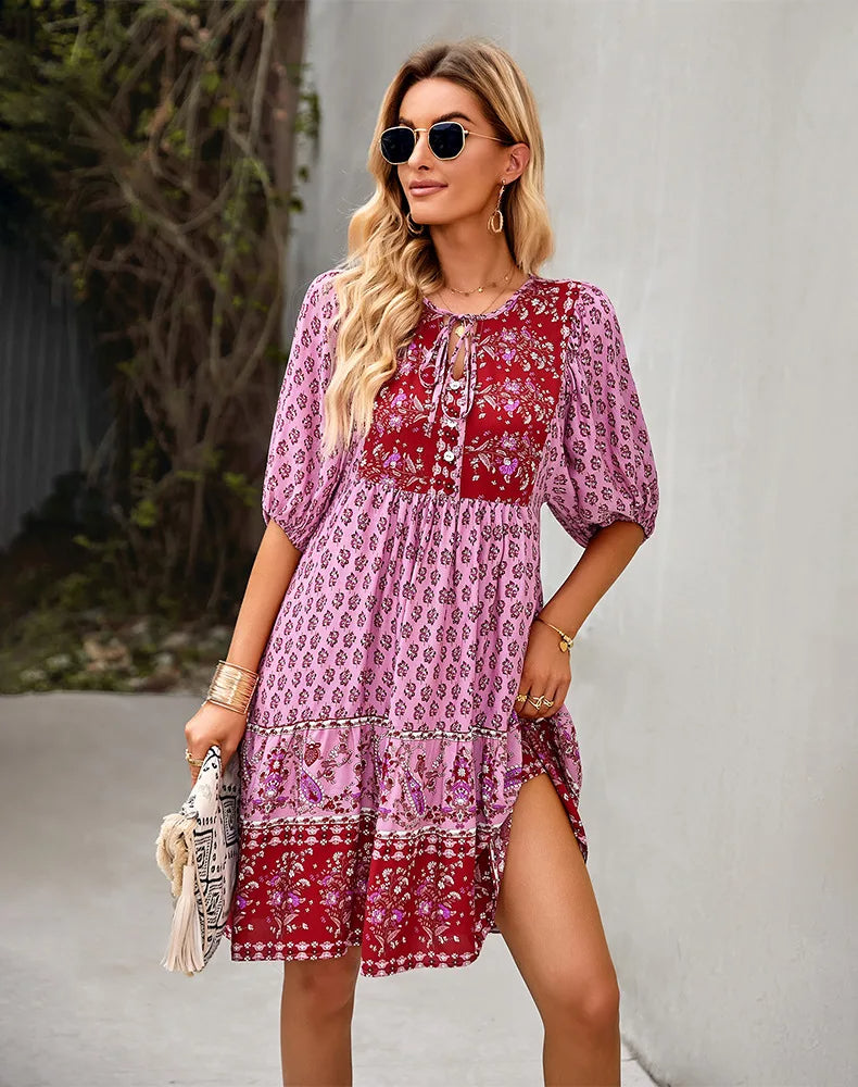 Tanya™ | Comfy Bohemian Patchwork Dress