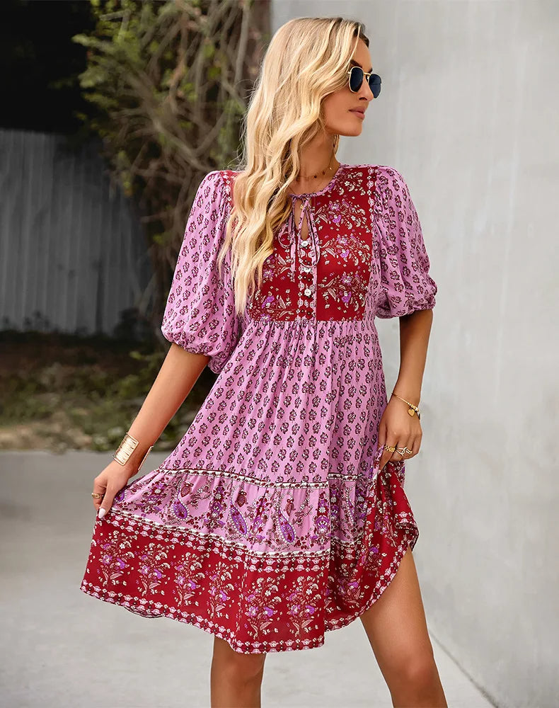 Tanya™ | Comfy Bohemian Patchwork Dress