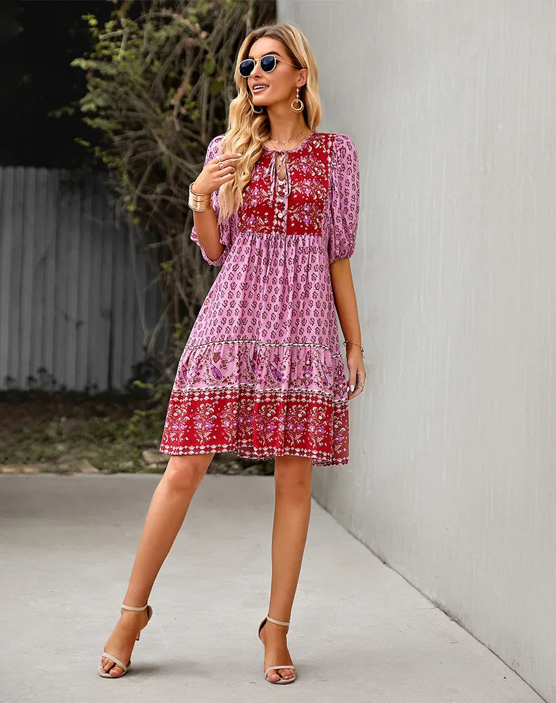 Tanya™ | Comfy Bohemian Patchwork Dress