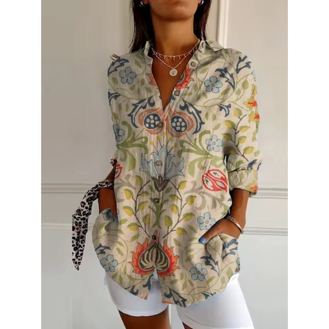 Stacey™ |  Floral Print Casual Button-Up Shirt