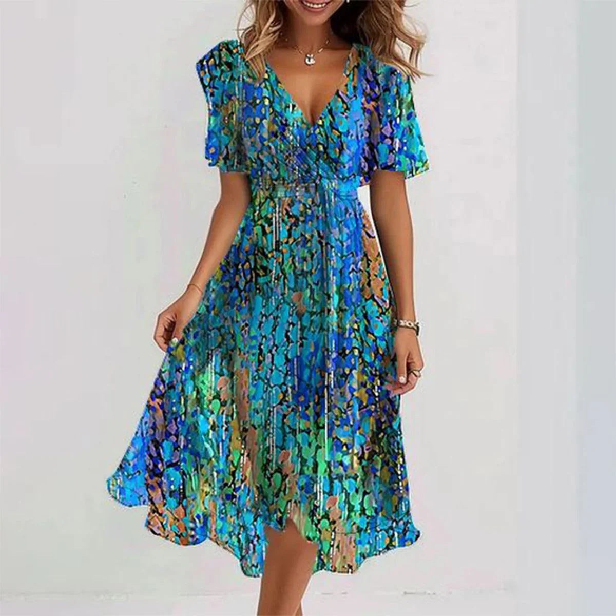 Mary™ | Vibrant Mosaic Midi Dress