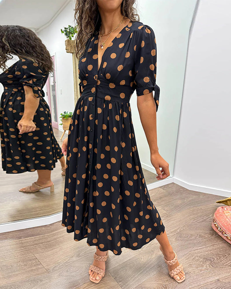 Shasha™ | Chic Polka Dot Midi Dress