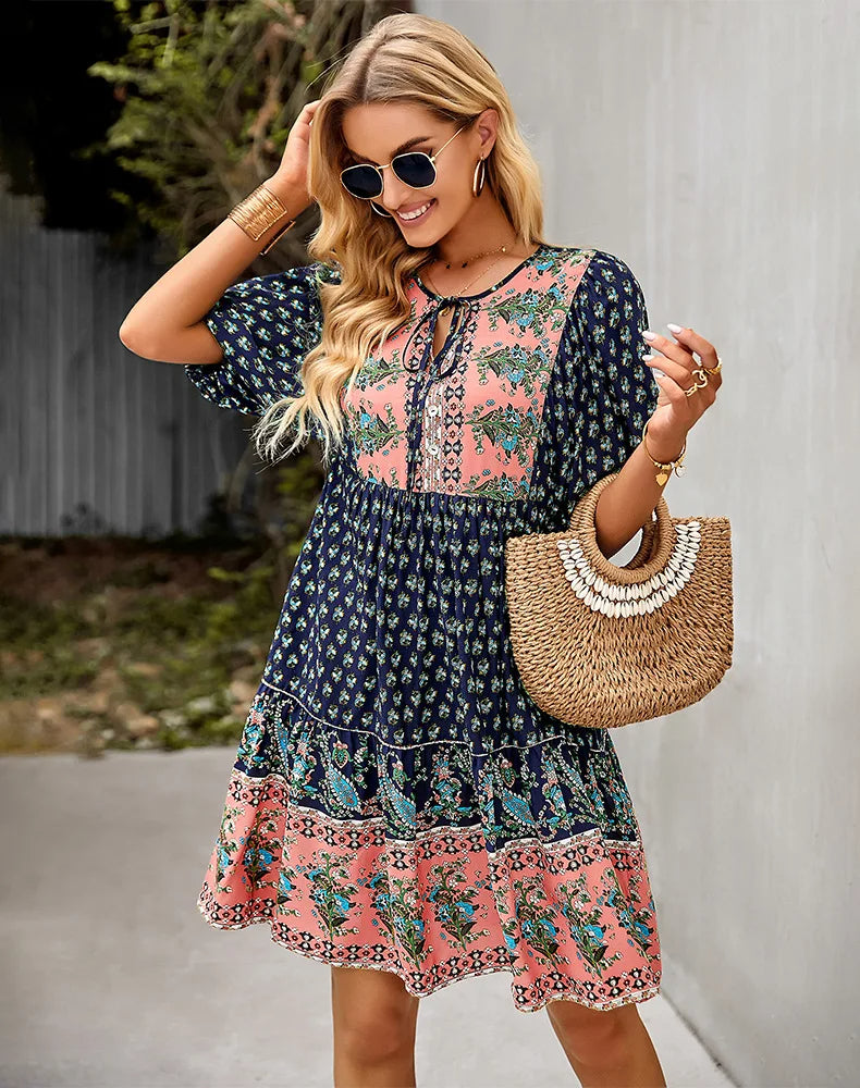 Tanya™ | Comfy Bohemian Patchwork Dress