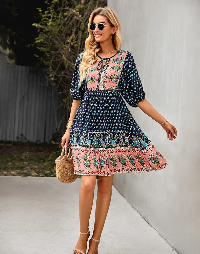 Tanya™ | Comfy Bohemian Patchwork Dress