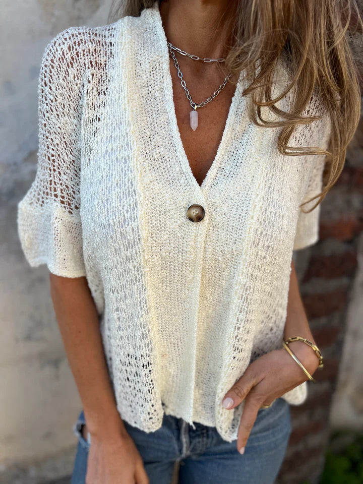 Dannah™ | Hollow Knit V-Neck Cardigan