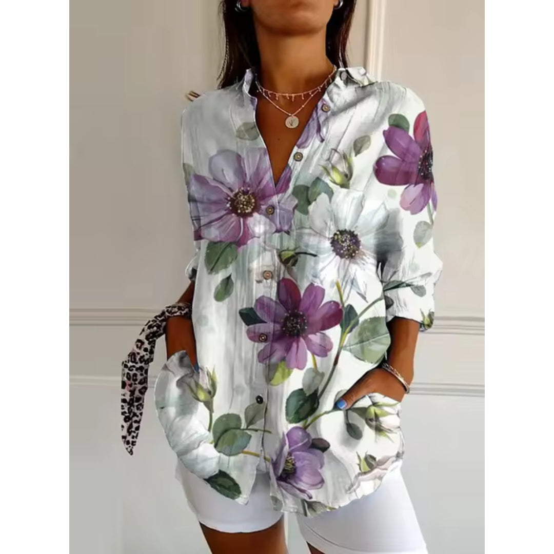 Stacey™ |  Floral Print Casual Button-Up Shirt