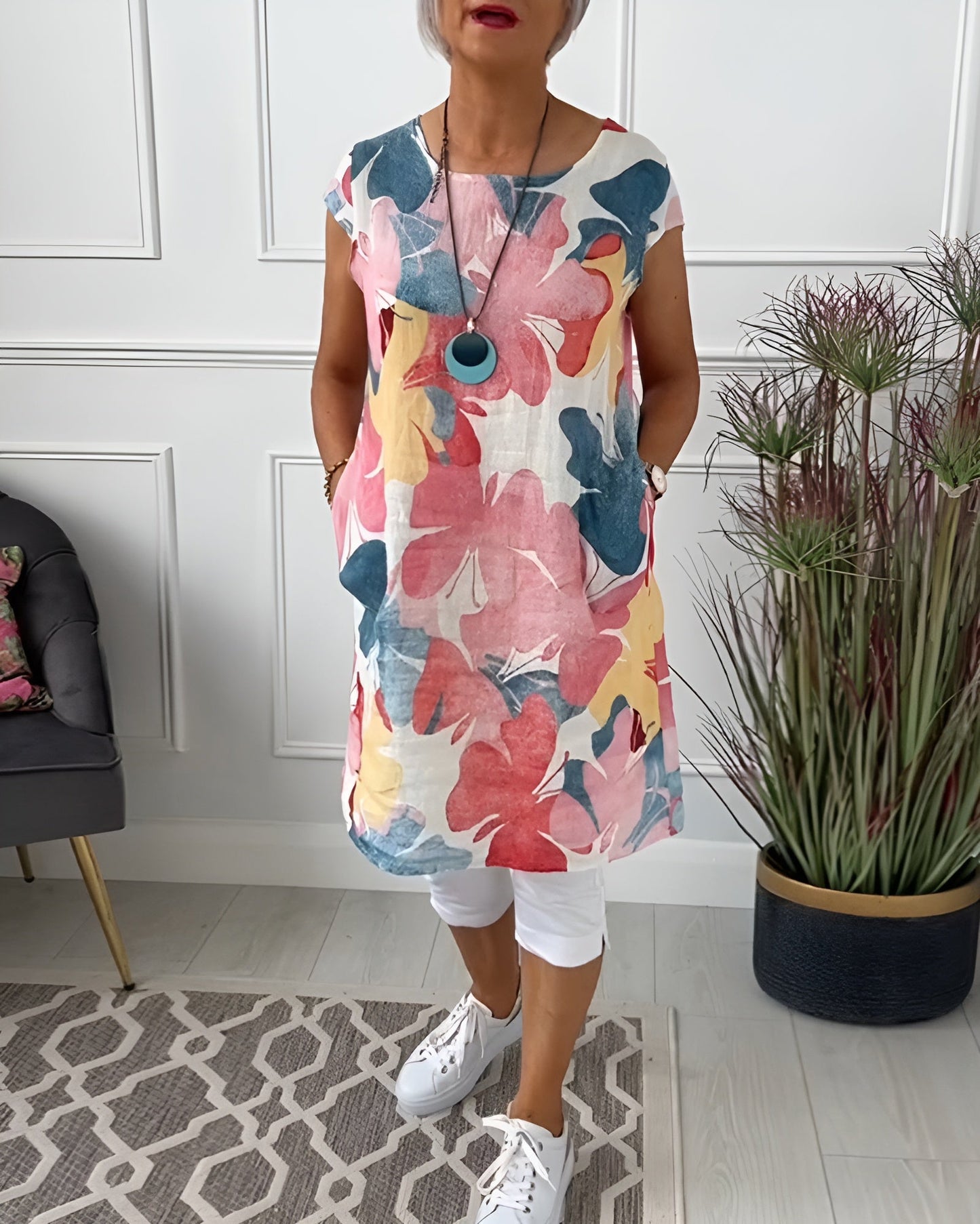 Reyna™ | Floral Sleeveless Tunic Dress