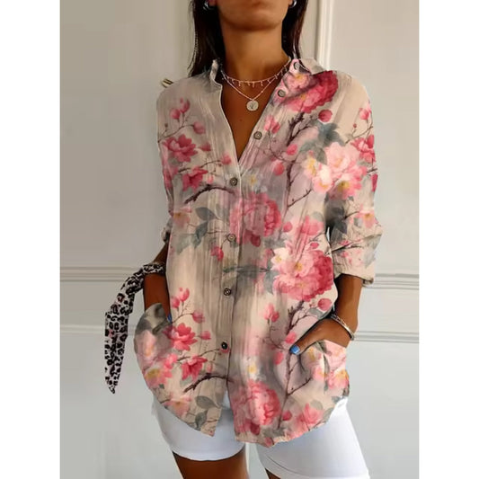 Stacey™ |  Floral Print Casual Button-Up Shirt