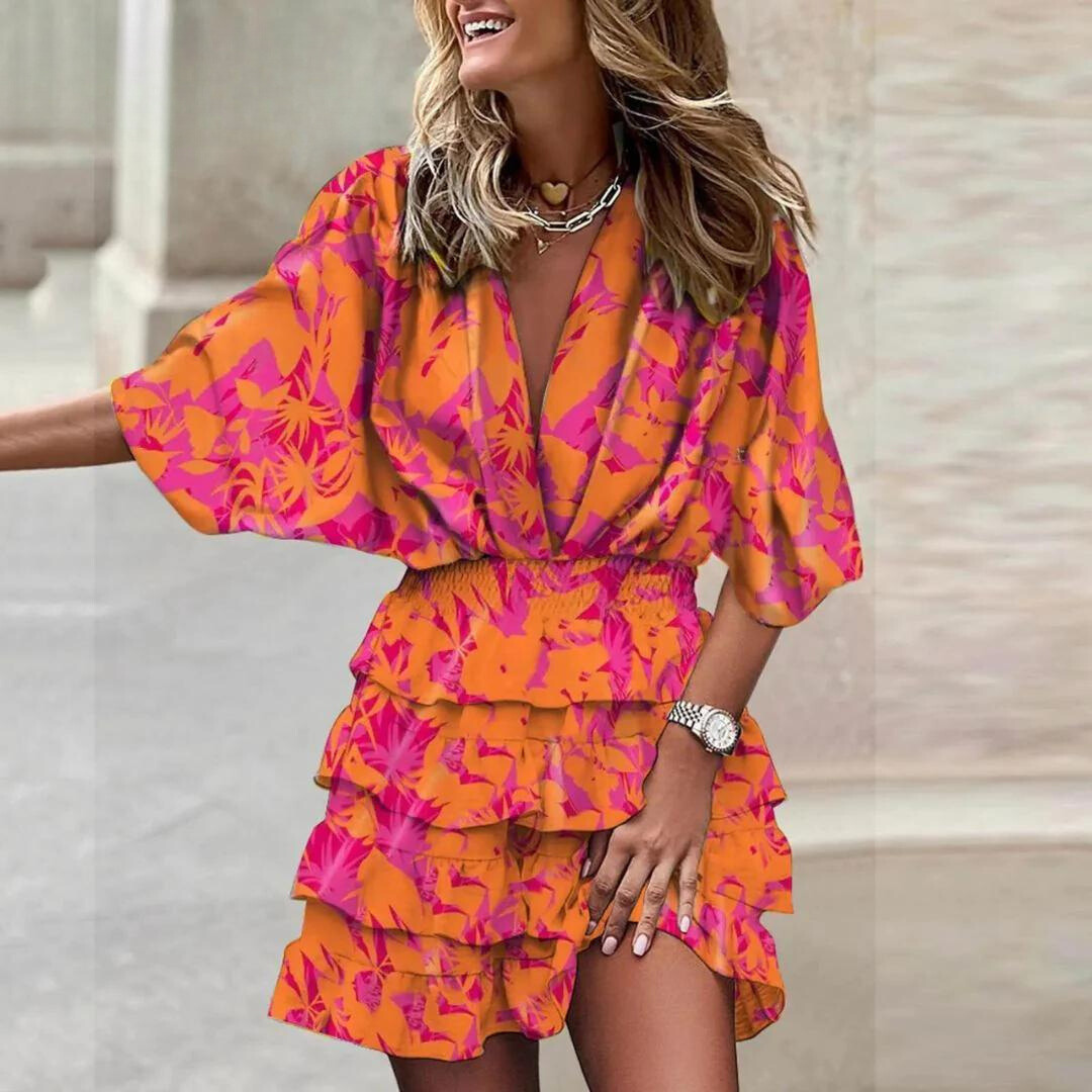 Olivia™  | Tropical Bliss Mini Ruffle Dress