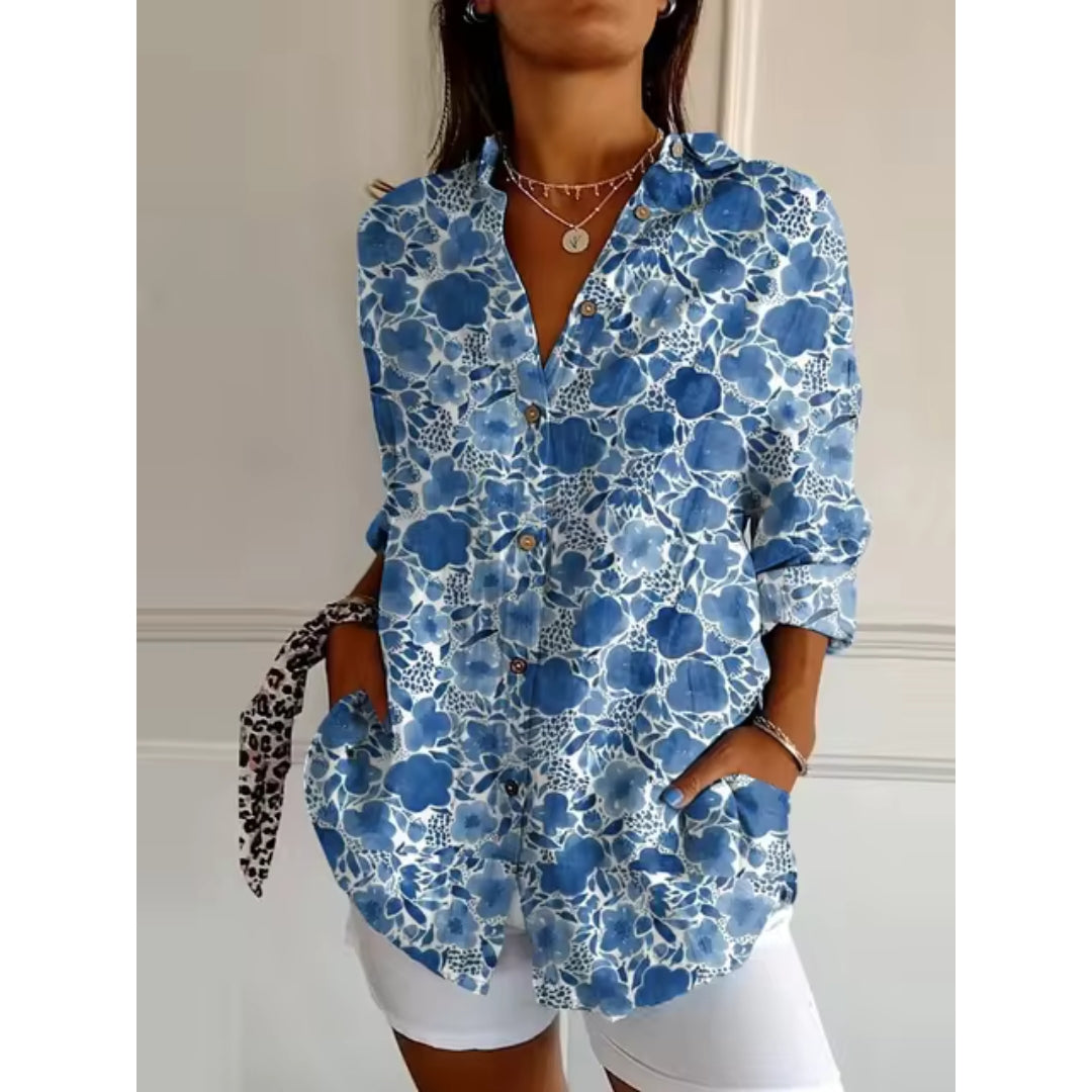 Stacey™ |  Floral Print Casual Button-Up Shirt