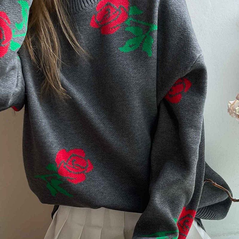 Nikki™ | Elegant Rose Print Sweater