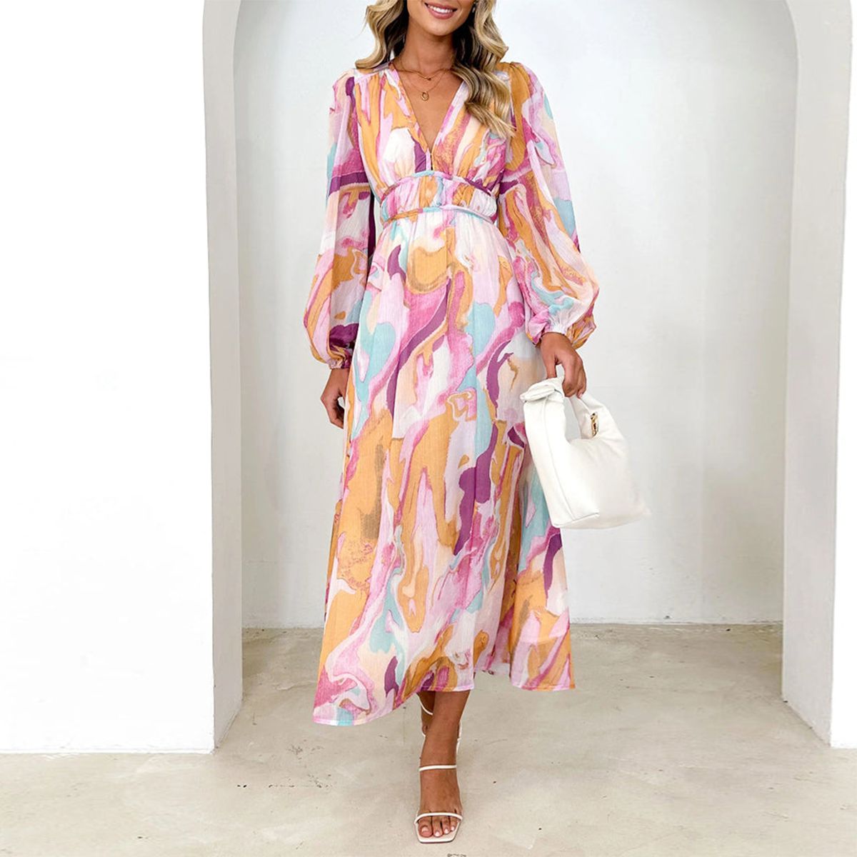 Angelie™ | Elegant Long Sleeve Maxi Dress