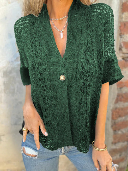 Dannah™ | Hollow Knit V-Neck Cardigan