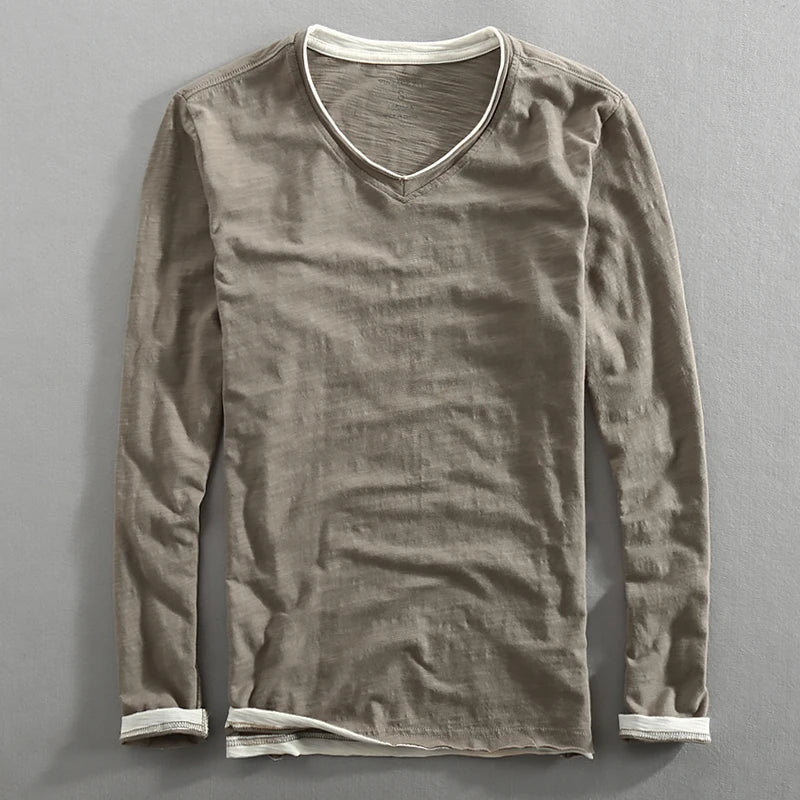 Aaron™ | Men's Casual V-Neck Long Sleeve Tee