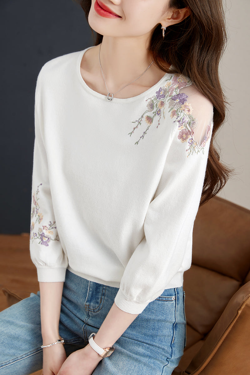 Haven™ | Elegant Floral Embroidered Blouse