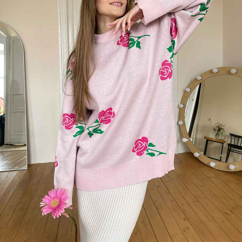 Nikki™ | Elegant Rose Print Sweater