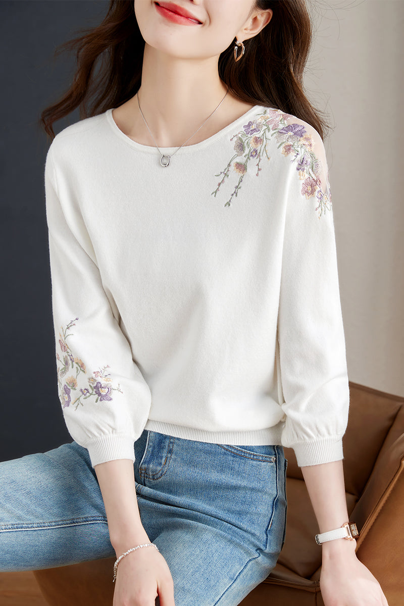 Haven™ | Elegant Floral Embroidered Blouse