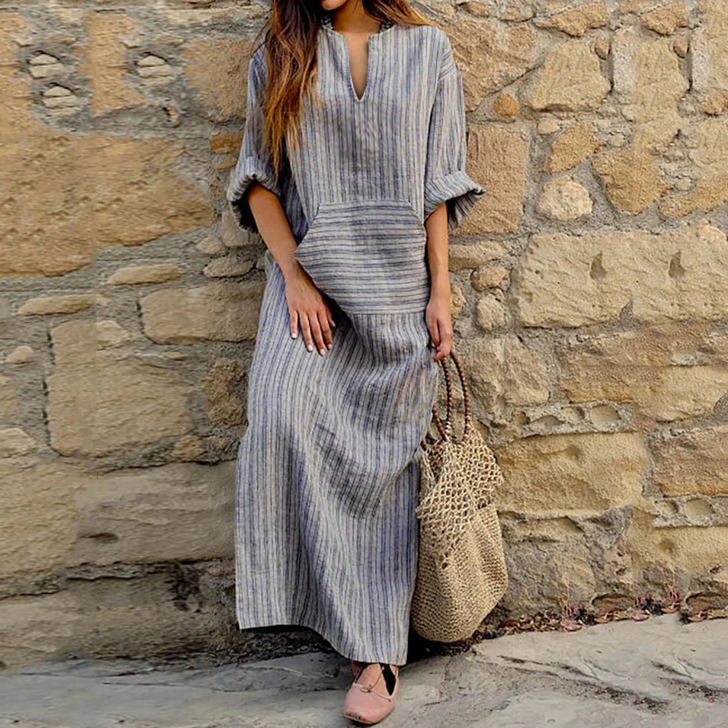 Jasmine™ | Bohemian Striped Maxi Dress