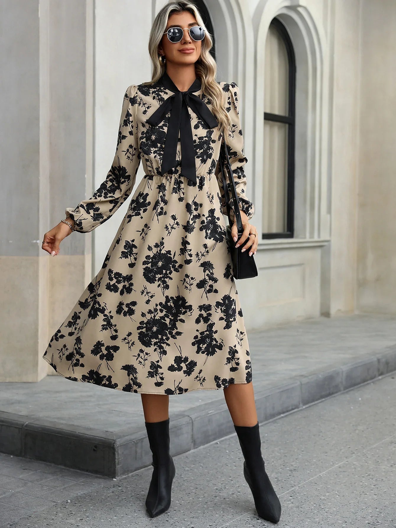 Isabelle™ | Bow-Tie Floral Print Dress