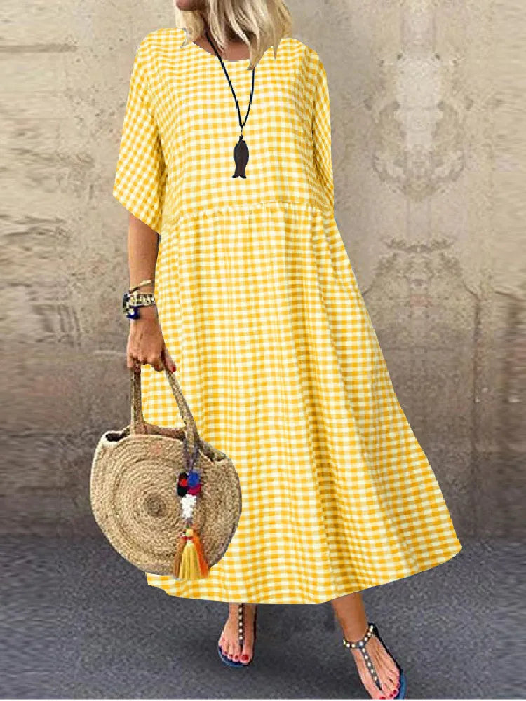 Scarlett™ | Elegant Checkered Dress