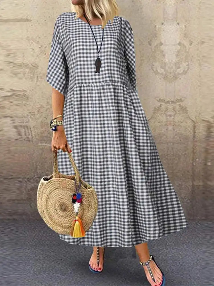 Scarlett™ | Elegant Checkered Dress