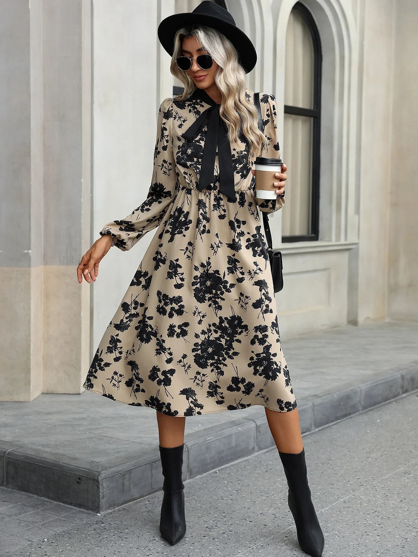 Isabelle™ | Bow-Tie Floral Print Dress