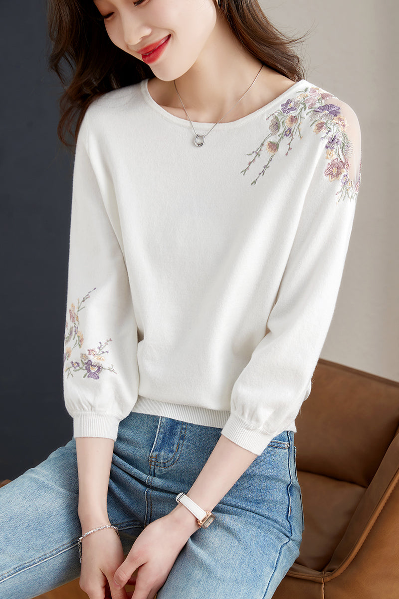 Haven™ | Elegant Floral Embroidered Blouse