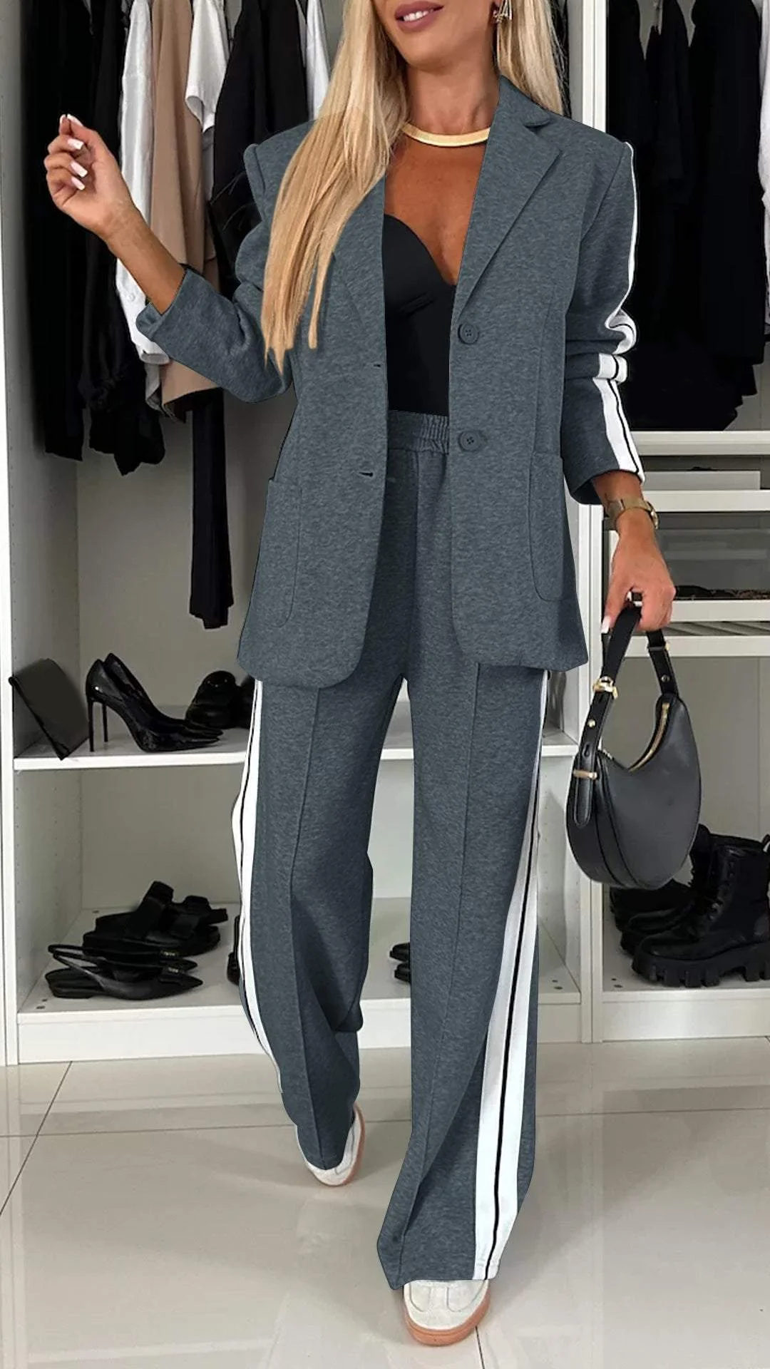 Amani™ | Modern Luxe Striped Blazer & Pant Set