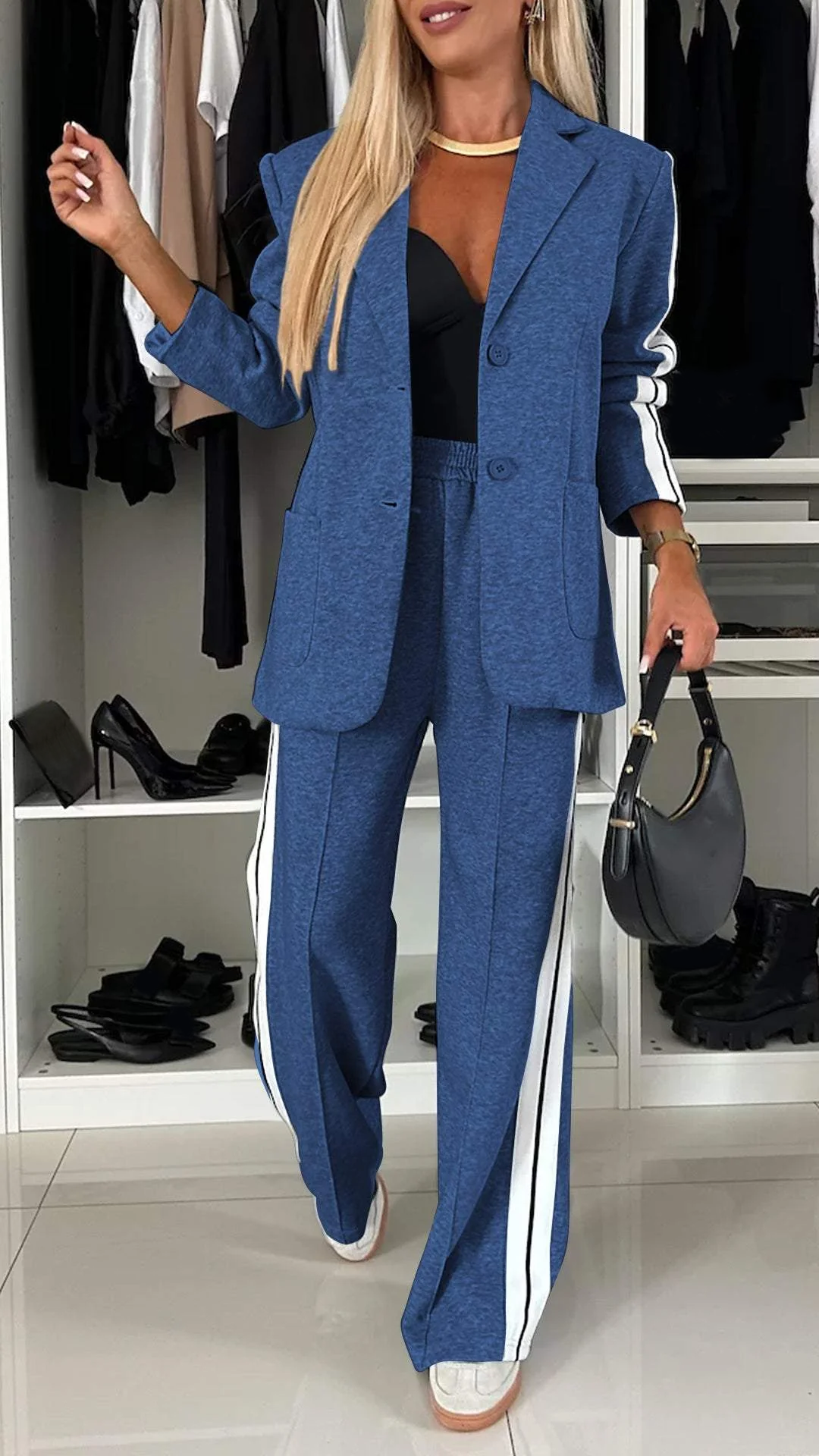 Amani™ | Modern Luxe Striped Blazer & Pant Set