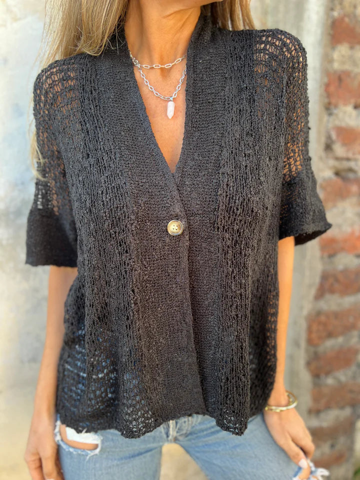 Dannah™ | Hollow Knit V-Neck Cardigan