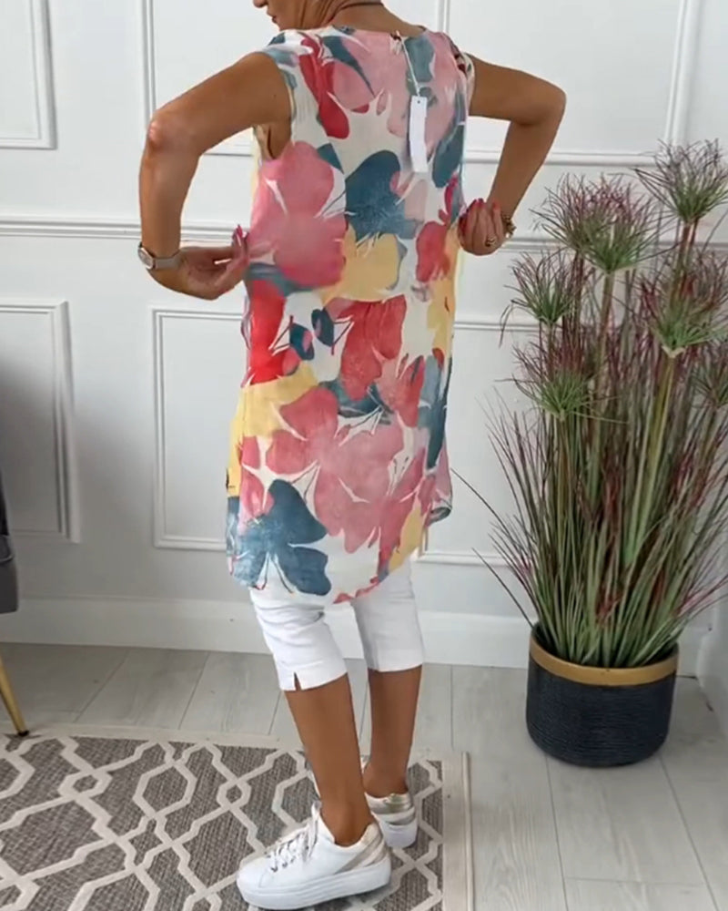 Reyna™ | Floral Sleeveless Tunic Dress