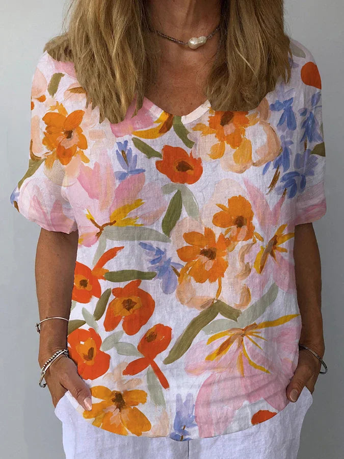 Maisie™ | Vibrant Floral V-neck Top