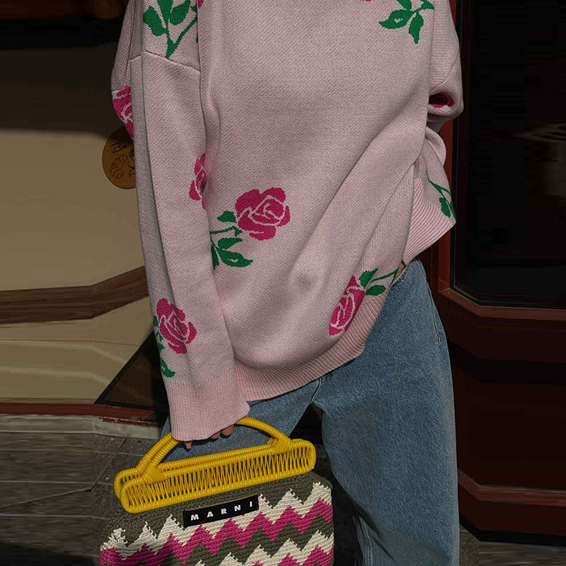 Nikki™ | Elegant Rose Print Sweater