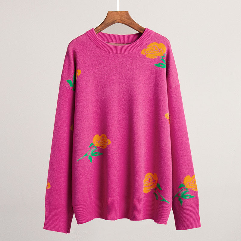 Nikki™ | Elegant Rose Print Sweater