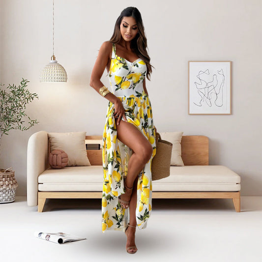 Jazz™ | Elegant Lemon Print Dress