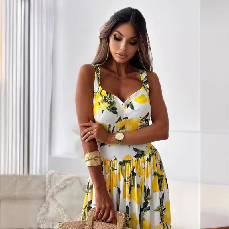 Jazz™ | Elegant Lemon Print Dress