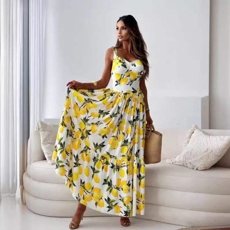 Jazz™ | Elegant Lemon Print Dress